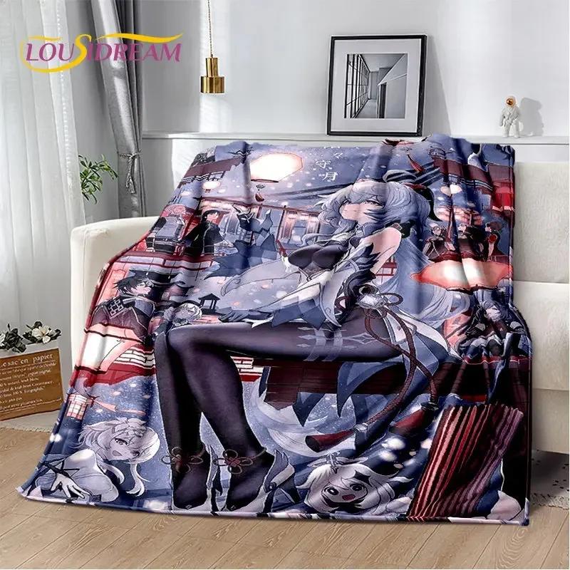 Genshin Impact Cartone Animato Gioco Coperta Morbida di Peluche, Coperta di Flanella Coperta da Lancio per Soggiorno Camera da Letto Letto Divano Copertura da Picnic Bambini