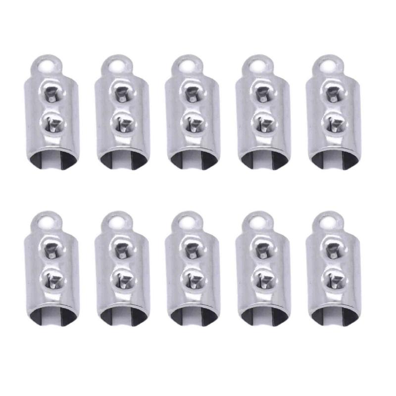 Jewelry Clamps Stainless Steel Rope Clip Crimp Beads Ends Caps Fastener Craft Supplies For Necklace Bracelet Making
