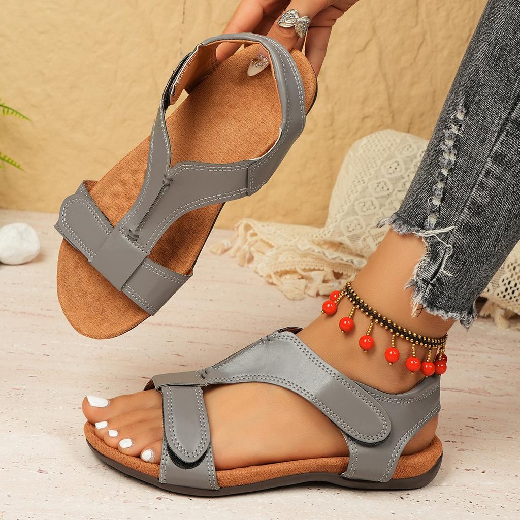 New large size sandals women's flat Velcro casual beach sandals