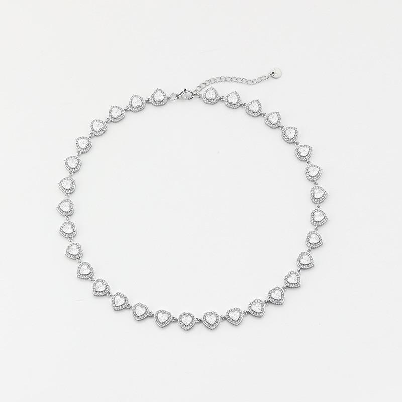 Titanium Steel Geometric Charm Necklace With Cubic Zirconia For Women