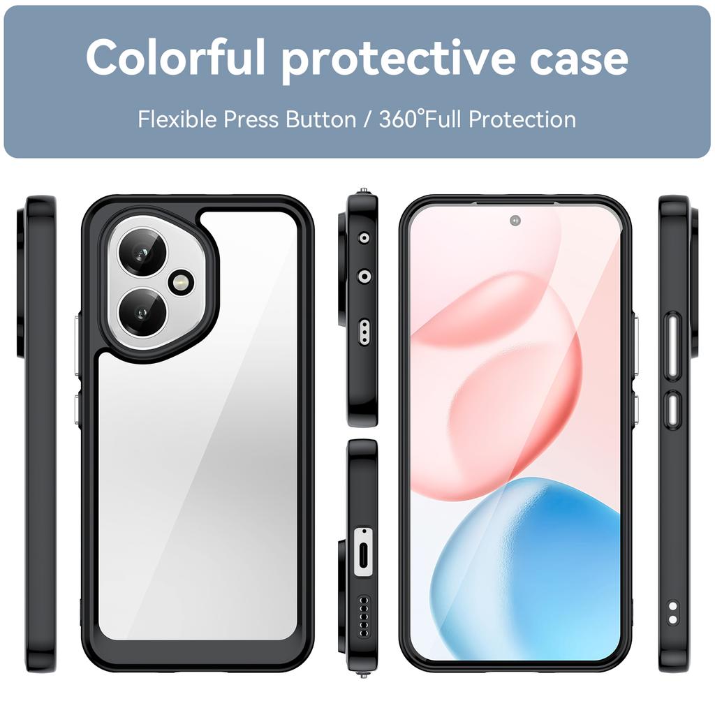 For Honor 400 5G (Global) Phone Case WANLONFENG XC Series TPU Acrylic Cover with Tempered Glass (Big Lens Hole)
