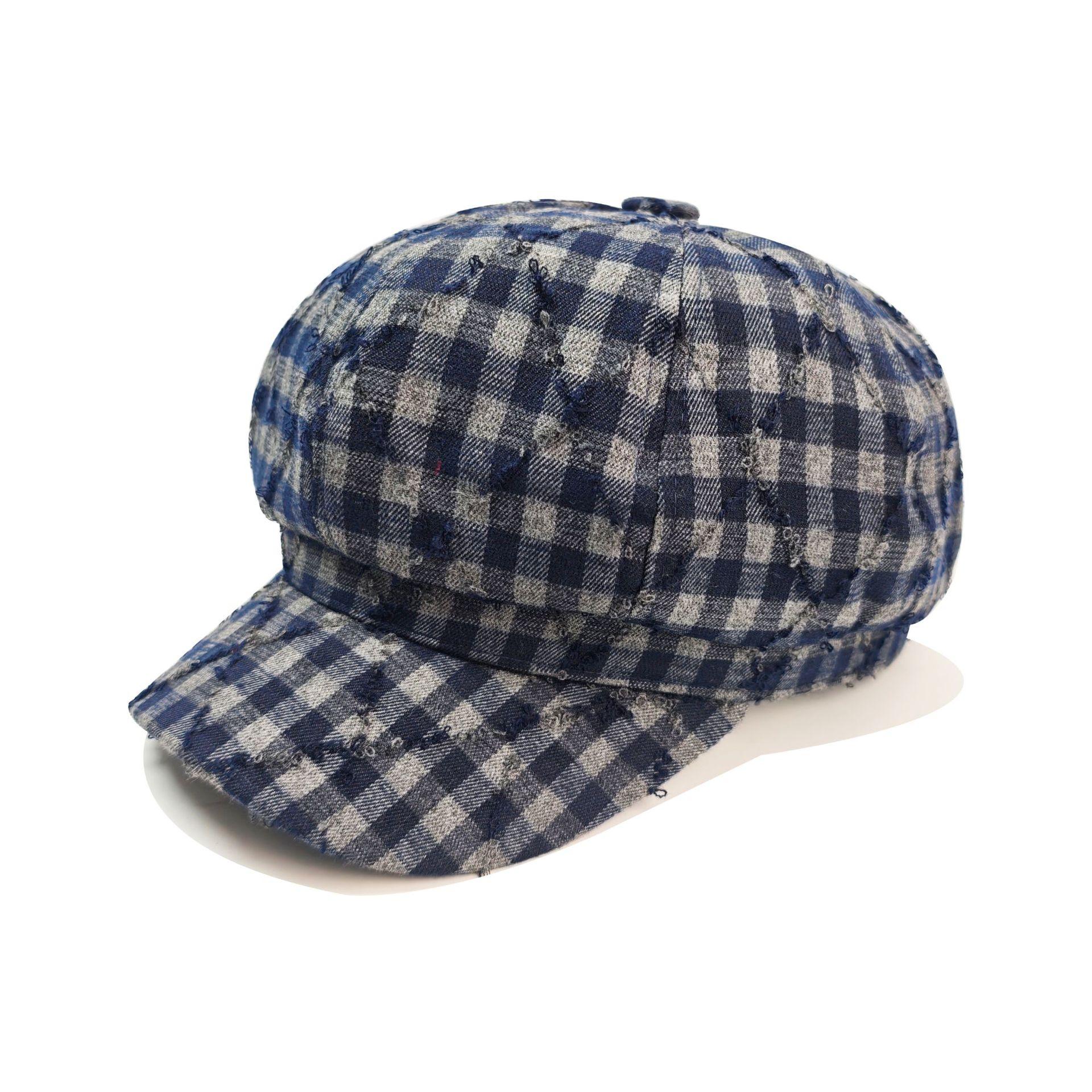 JYL TS DIY Восьмиугольная кепка в клетку с бахромой Кепка газетчика Хлопок grey глубокий пурпурный