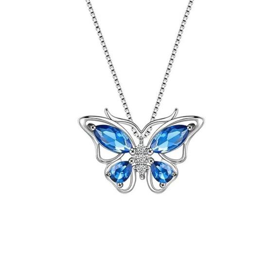 1 Set Jewelry Set Sparkling Rhinestones Inlaid Butterfly Pendant Necklace Ear Studs