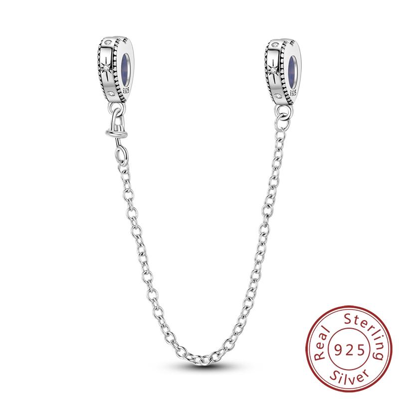 Safety Chain Charms Fit Original Copper Charms Beads Moon Star Butterfly Heart Safety Chain For Women Jewelry Gift