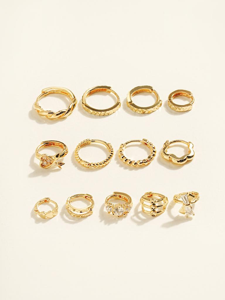 Minimalpiercing 14K Bling One-Touch Ring Earrings Collection