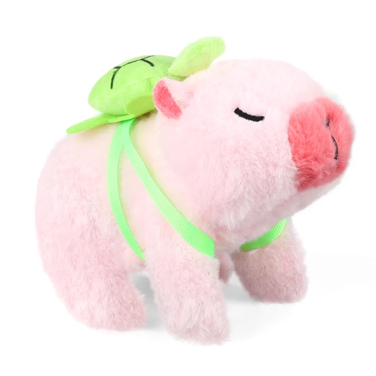 Peluche Électrique Capybara Tortue de Dos Simulation Animal de Compagnie Électronique Marchant Son Bouche Bougeant Jouet pour Animal de Compagnie Pour Cadeau de Noël Anniversaire rose
