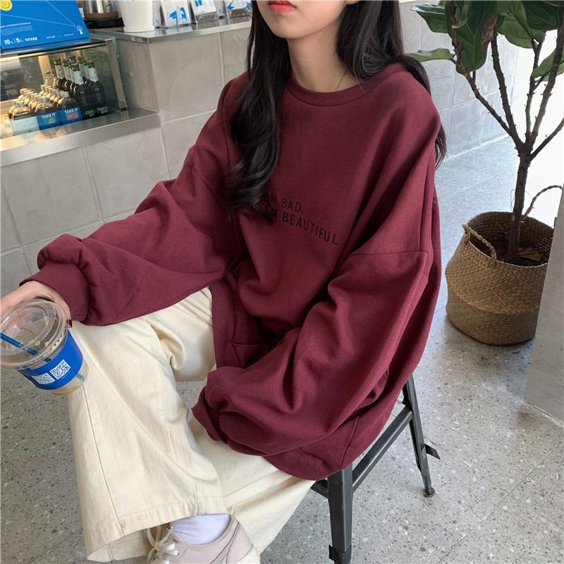 Women's early autumn new women's top loose round neck pullover sweater women's cc jacket tide support