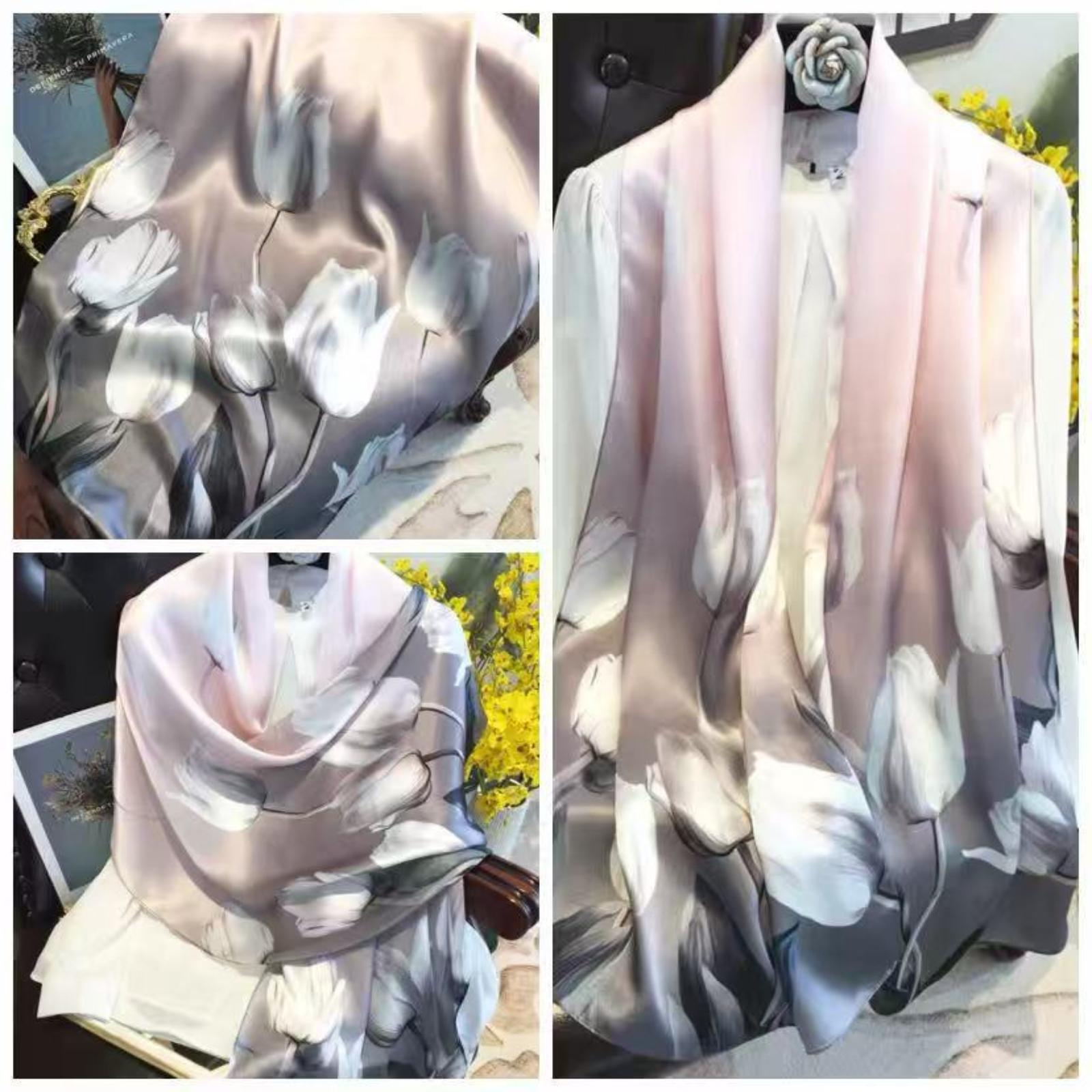 

Spring & New Silk Collection: Summer-Ready Rayon Scarf - Travel-Friendly Sun With Shibori Dyeing One Size розовый