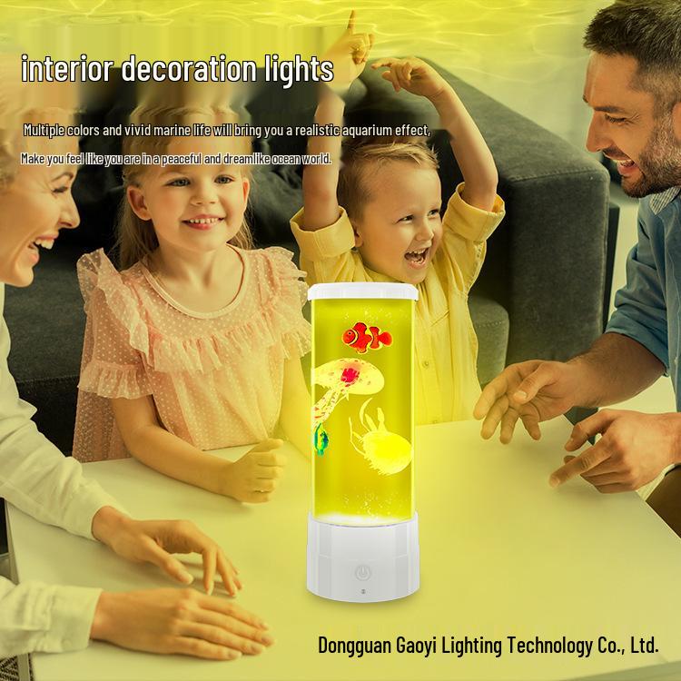 USB LED Jellyfish Night Light: Seven-Color Changing Fish Tank Lamp for Romantic Atmosphere