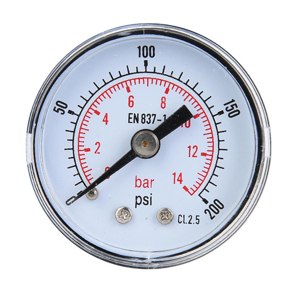 Mechanical Pressure Gauge for Oil Water 1Celsius8inch BSPT Back Connection (0-15psi 0-1bar)