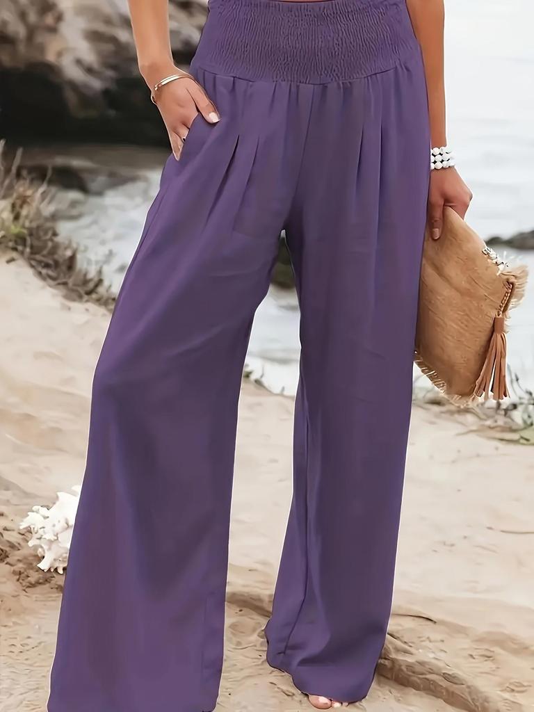 European & American High-Waisted Loose Summer Casual Wide-Leg Trousers for Women - Cotton Linen