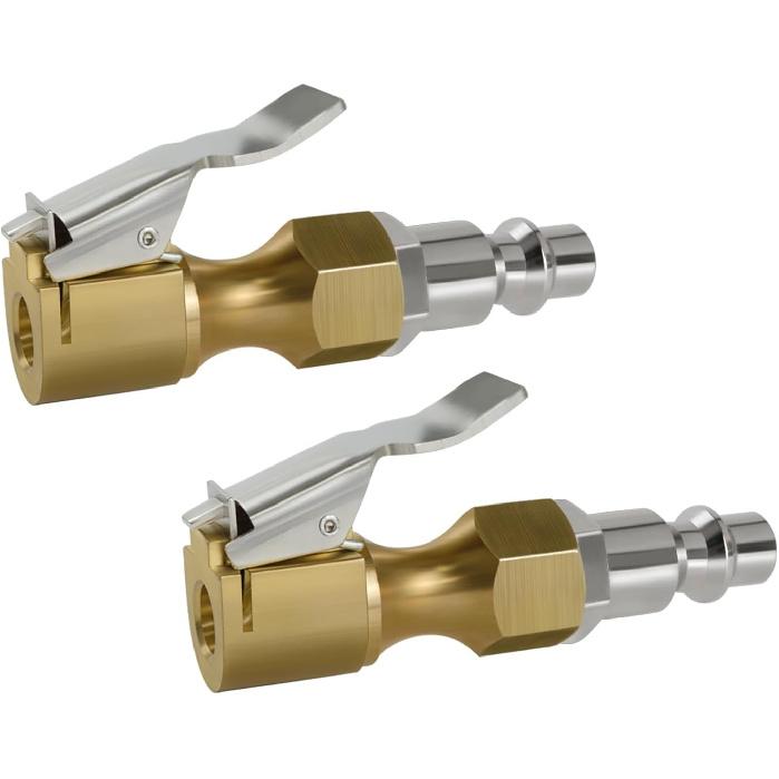Premium Locking Air Chuck for Tires - 1/4 Inch NPT Heavy-Duty Brass, Quick Connect to Compressors and Inflators - 250 PSI