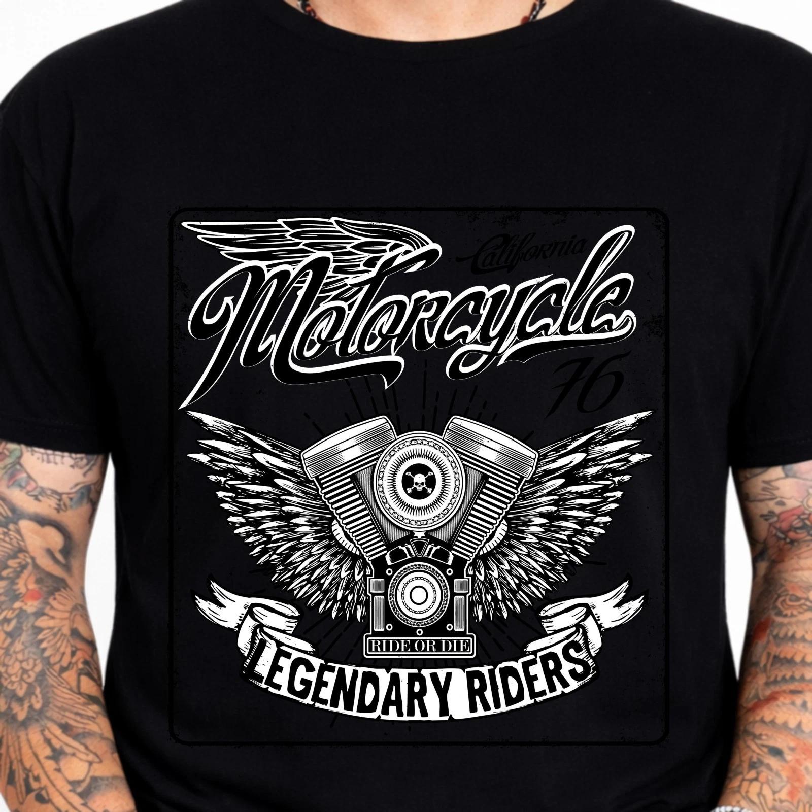 Motorcycle Legendary Riders T-Shirt Biker Twin Engine Wings Ride or Die Gift Tee XXL