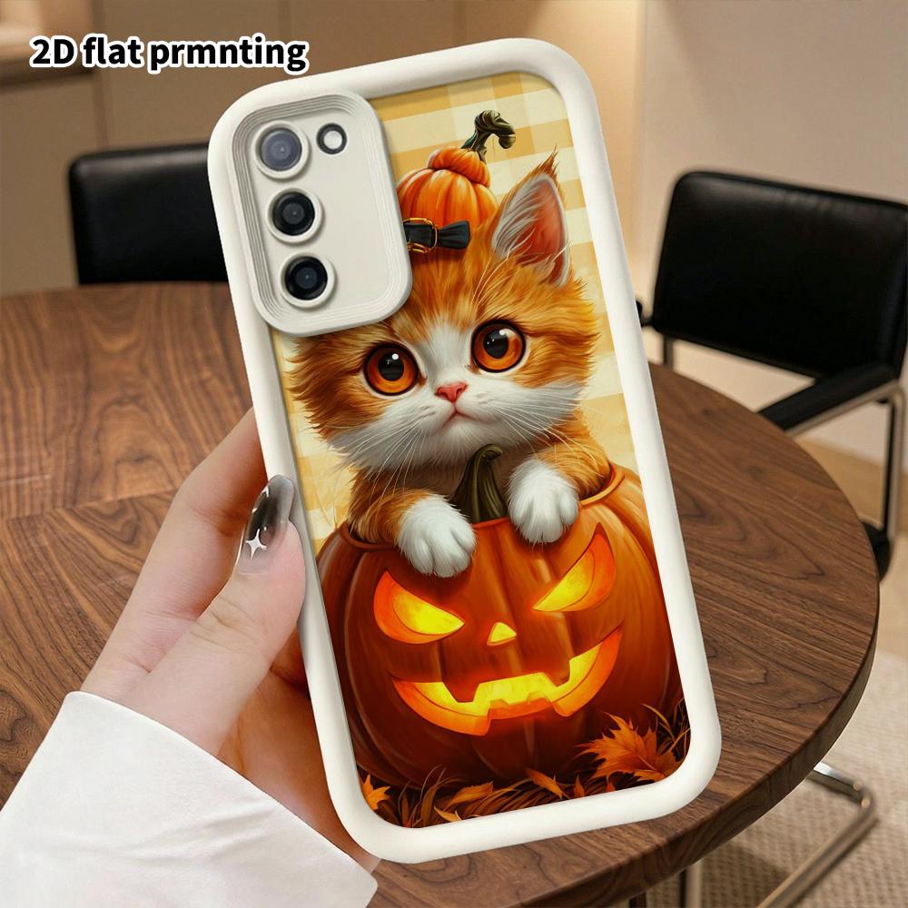 Phone Case: 2D Flat Samsung Galaxy A34 A35 M05 M06 S20 S22 S21 FE Plus 5G Tiered Protective Case, Glowing Pumpkin, Christmas and Halloween Gift