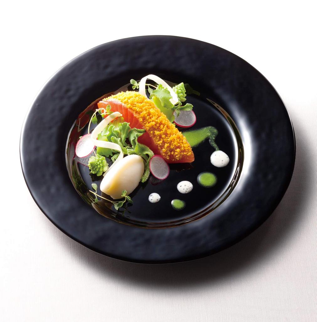 Toyo Sasaki Glass Large Plate, Orbit Black Rimmed Bowl, 270cm, Made in Japan, 46155BK