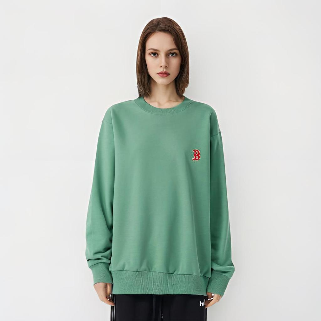 MLB Boston Red Sox Letter Embroidery Crewneck Long Sleeve Pullover Sweatshirt Unisex sweatshirt Green 3AMTB0314-43MTD