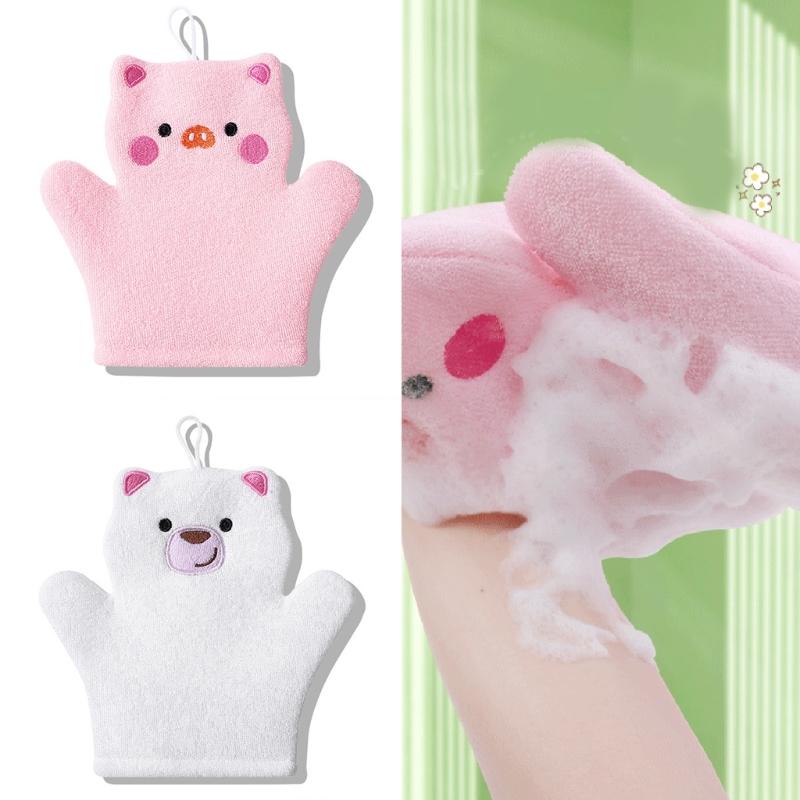 Soft Exfoliating Bath Mitts For Children Ergonomic Design Hypoallergenics Bath Gloves Durability Bathing Accessories