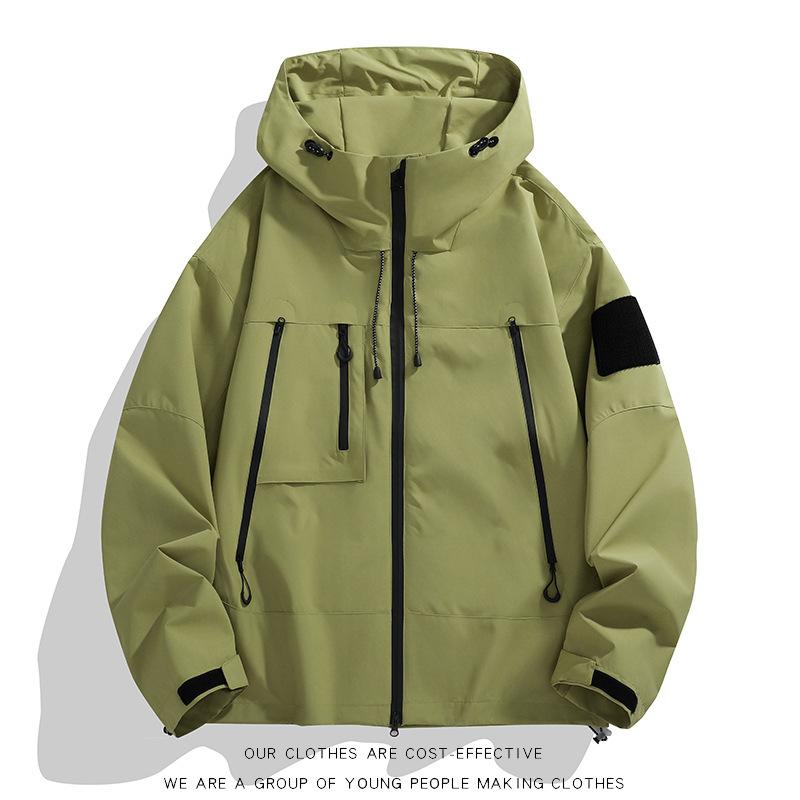 

Outdoor jacket men s spring and autumn new American functional tide brand Velcro couple loose hooded jacket jacket tide XXXL зелений