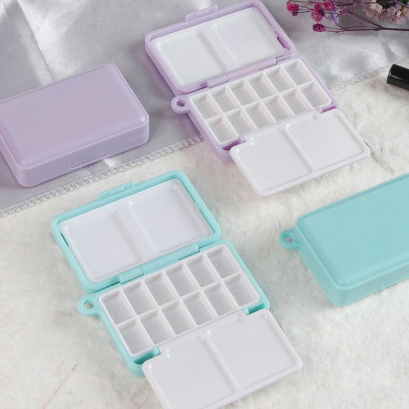 Portable Travel Watercolor Plastic 12/24 Grids Painting Box With Palette Half Pan Mini Paint Storage Case For Art Supplies
