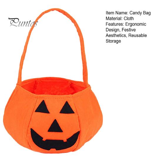 Cute Skeleton Ghost Bags Halloween Felt Candy Bag, Pumpkin Skull Cat Owl Tote for Holiday Goodie School Kids, Non Woven Trick or Treat Handbag, Party
