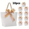 10pcs Black Gift Bags Small Gift Bags with Handles Party Favor Bags with Golden Bow Ribbon Paper Gift Bag Bulk for Birthday Wedding Bridesmaid Holiday