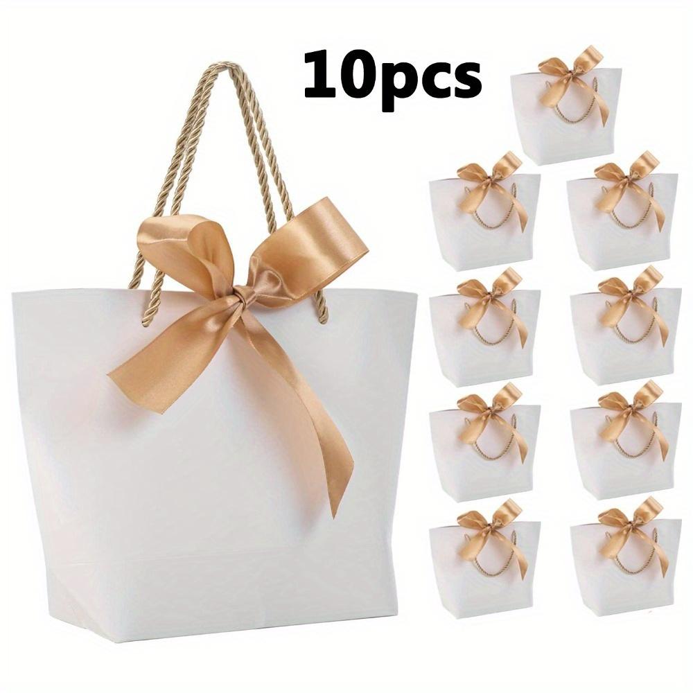 10pcs Black Gift Bags Small Gift Bags with Handles Party Favor Bags with Golden Bow Ribbon Paper Gift Bag Bulk for Birthday Wedding Bridesmaid Holiday