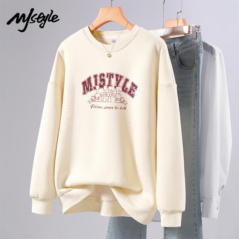 MJ Style Women's Lamb Wool Lined Round Neck Sweatshirt