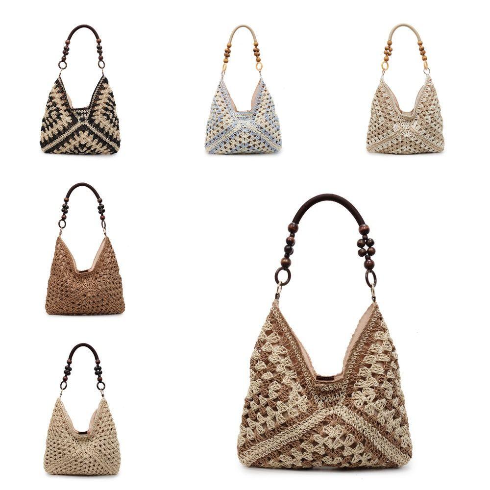 Beach Handbag Bohemian Beach Bag Hollow Out Hollow Shoulder Bag Cute Straw Woven Bag  Streetwear
