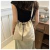 New Fashion Drawstring Shoulder Bag Travel Casual Nylon Tote Bag Waterproof Basic Style Crossbody Bucket Bag Women