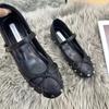 Fashion 2025 New style insole height-increasing women's shoes with riveted bows, soft soles, slimming and elegant single shoes