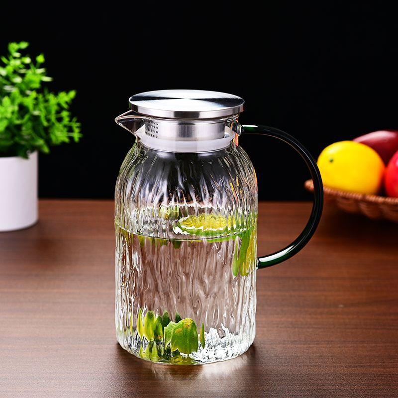 

Прозрачный стеклянный чайник, устойчивый к высоким температурам, чайник для холодной воды, бытовой, для гостеприимства, большой емкости, белый, для сока, для холодной воды 1800ml