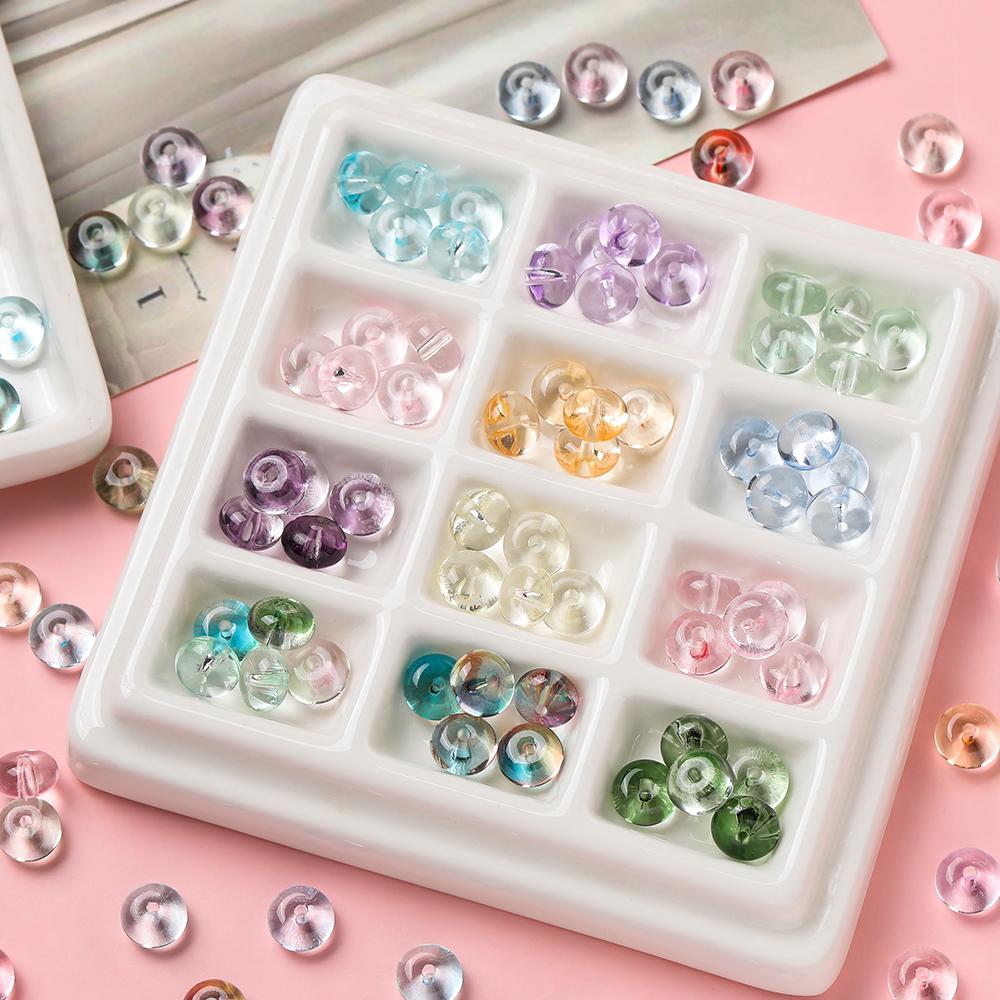 50pcs/Lots 5*8mm Glass Clear Abacus Shaped Beads Loose Spacer Beads for DIY Earrings Phone Chains Crafts Jewelry Making Findings