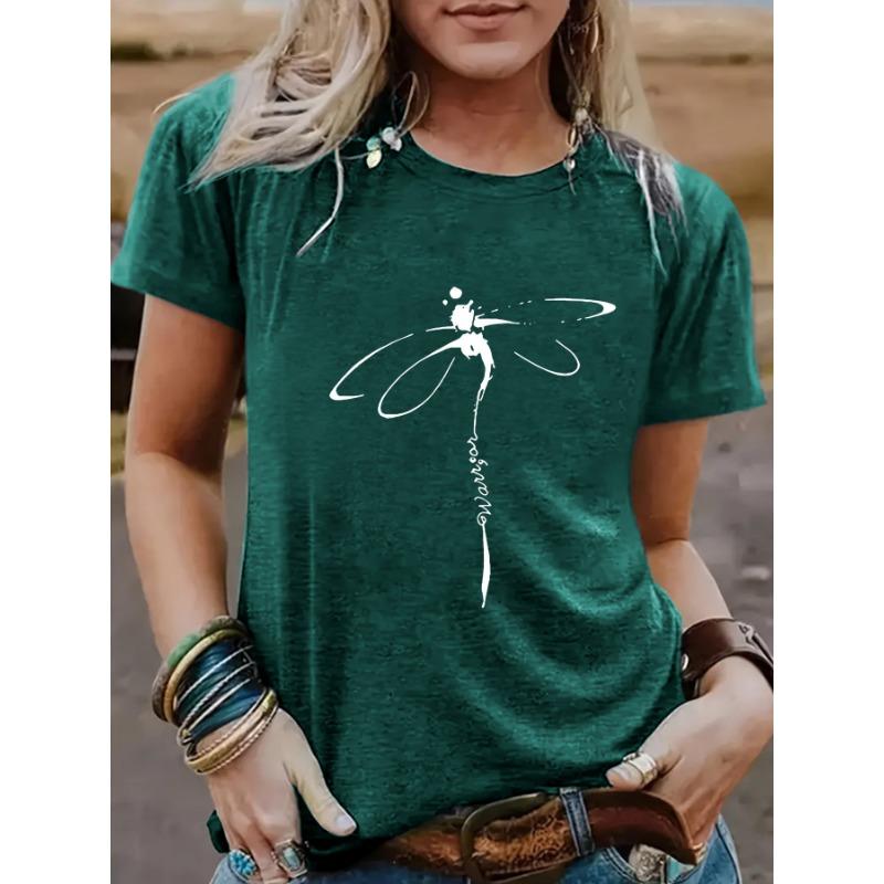 YYFS Modne damskie bluzki i koszule na co dzień, letnie, wiosenne, z krótkim rękawem i dekoltem w kształcie litery O