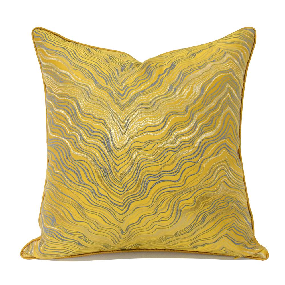 Yellow Wave Pattern Throw Pillow Cover - Modern Luxury for Sofa or Bed