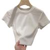 Dopamine Thread Slimming Women's Summer Short Sleeve T-Shirt – Versatile Straight Shoulder Round Neck