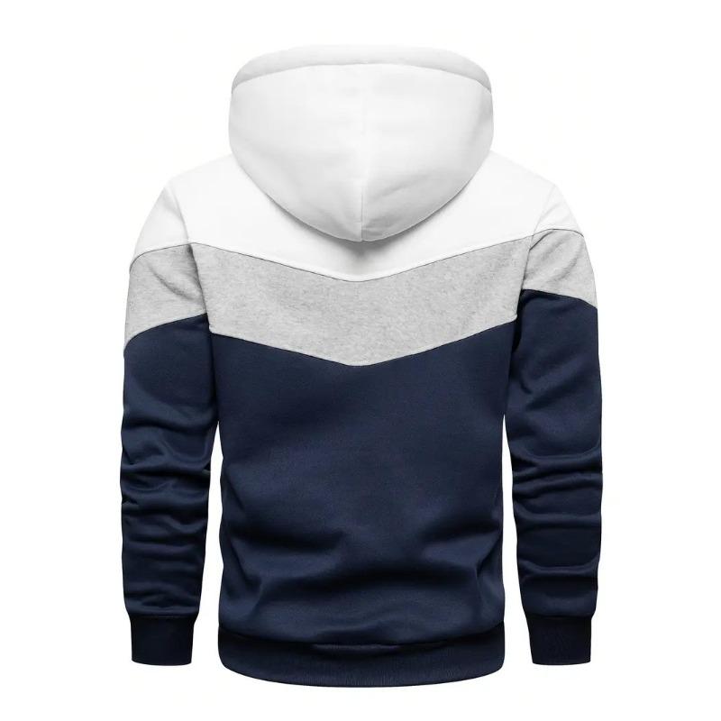 Pánský větruodolný kabát s barevnými bloky pro podzim a zimu Pánský ležérní pulovr Sportovní top Pánská mikina v minimalistickém stylu