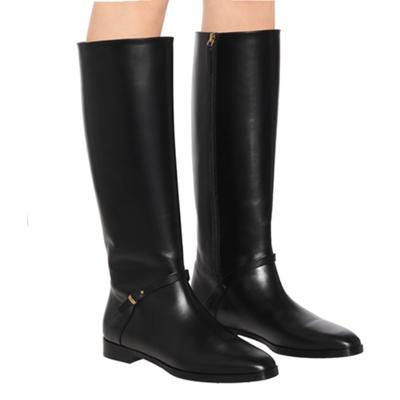 Herbst Winter Schuhe Aus Kuhleder Mit Nieten Dicken Med Heels Große Größe 45 Größe 44 Zipper Dekoration Prägnante Stil Frauen Halten Warme Knie Stiefel