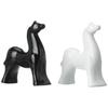 Home Decor White and Black Resin Horse Figurines - (Pack of 2, Black & White)