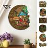 Floral Wall Accent Boho Moon Mushroom Hanging Decor, Vintage Forest Multi-Layer Wooden Plaque, Room Decor Butterfly Nature Themed Art Ornament