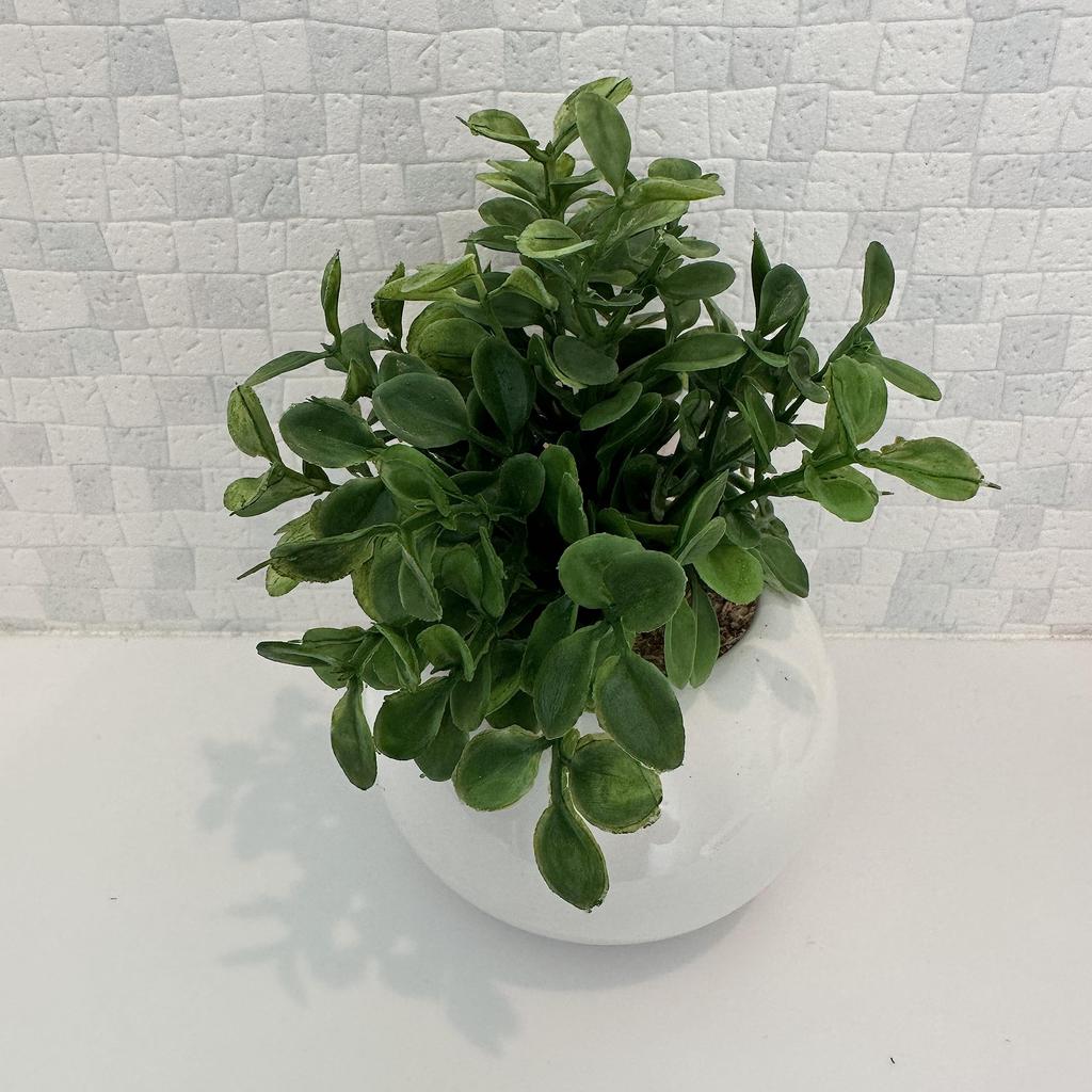 Fultac Photocatalytic Deodorizing and Mildew Resistant Faux Greenery In a Round Pot, Perfect for Interior Decoration, Artificial Greenery,