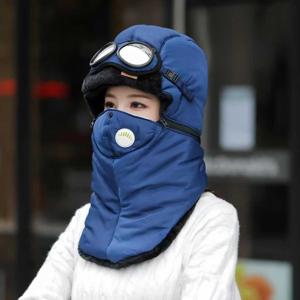 Unisexowa wiatroodporna czapka narciarska/rowerowa w stylu pilota z ochroną uszu i ciepłą aksamitną podszewką