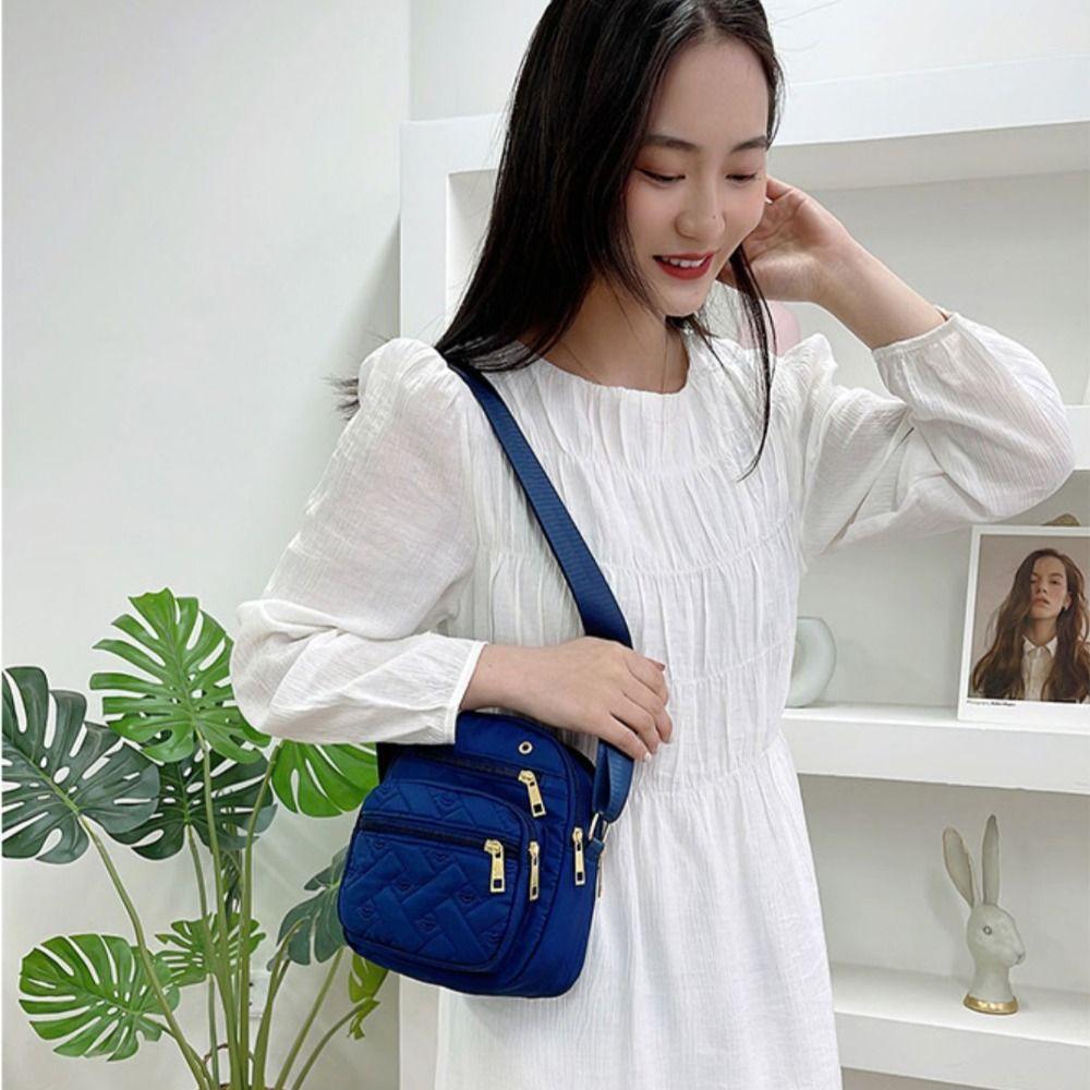 Five-layer Zipper Crossbody Bag Nylon Small Phone Bag Trendy Shoulder Bag  Cosmetic Bag