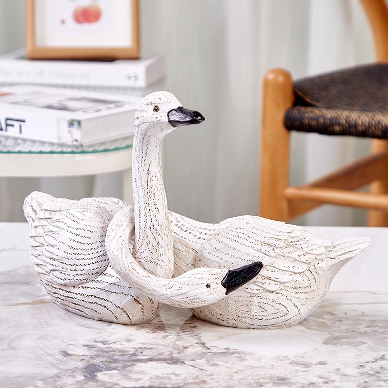 Kreative Schwan-Ornamente Wohnzimmer Schreibtisch Kleine Einrichtungsgegenstände Außen Gartenlayout Hof Landschaftsgestaltung Dekoration Harzhandwerk