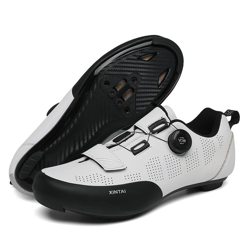 Outdoor Cycling Shoes Breathable Bicycle Shoes Men'S And Women'S Rotating Buckle Mountain Lock Highway Lock Unlocked Leather Surface