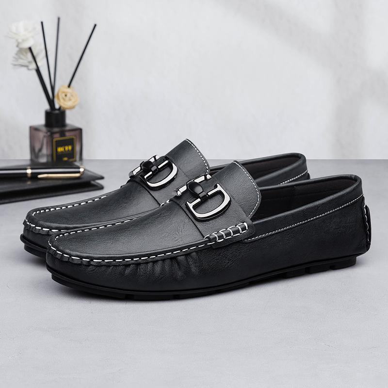 Fashion Handmade Genuine Leather Men Casual Shoes  Comfortable Slip on Loafers Man Slip on Flats Moccasins Walking Shoes Soft Moccasins