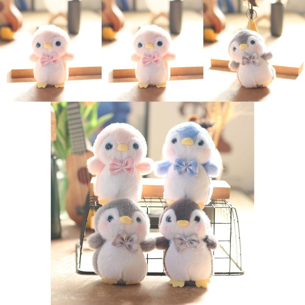 Penguin Plush Toy Keychain Backpack Charm Soft Rabbit Fur Stuffed Animal 14cm Gift For Kids