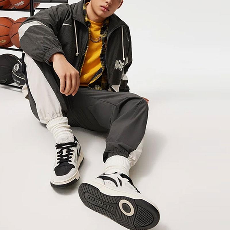 Li-Ning Badfive Colorblock Letter Print Stand Collar Antimicrobial Loose Windbreaker Men Windbreaker Obsidian-Grey Gravel-Grey AFDU419-6