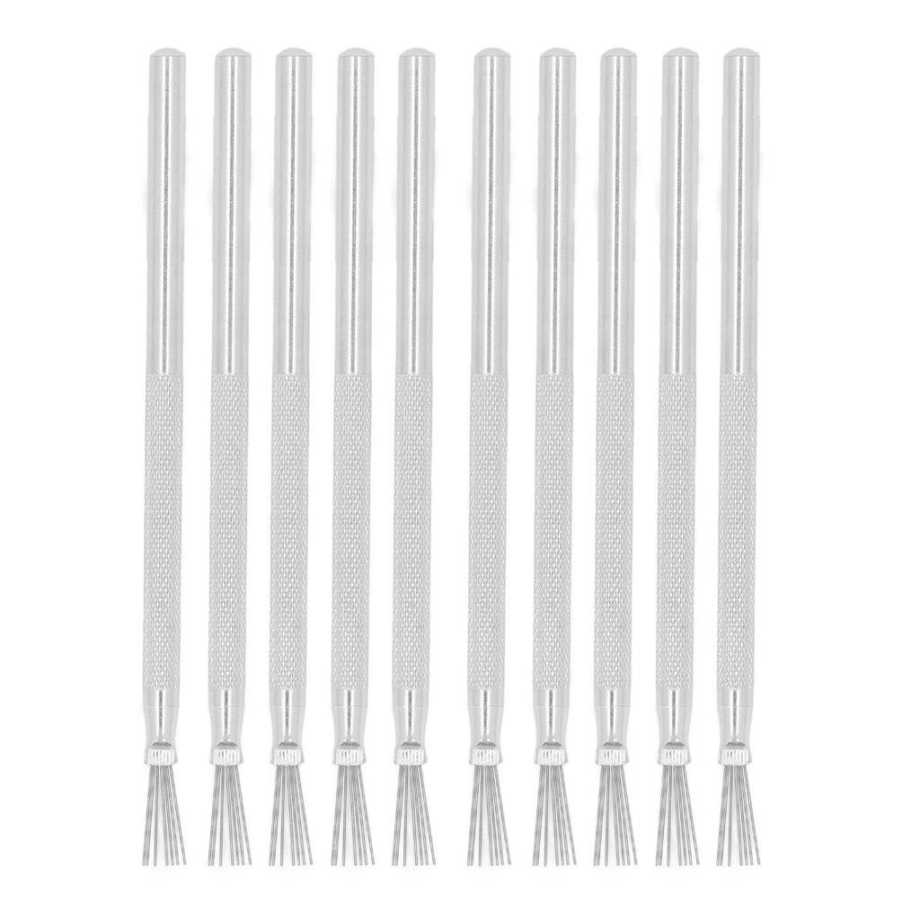 10 Pcs 7 Pin Stripe Nail Art Liner Brush Stainless Steel Manicure Nail Painting Tools for Salon Use