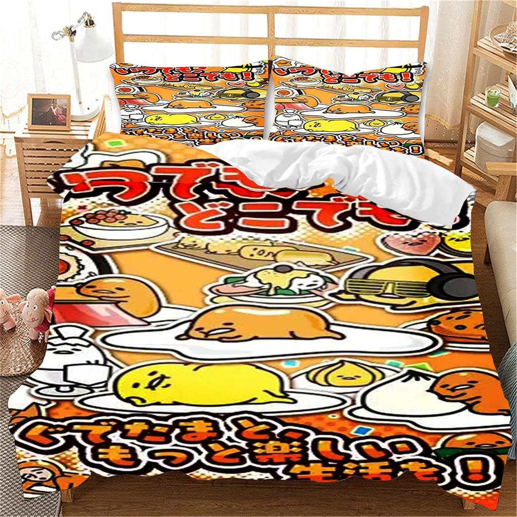 Bedding Three-Piece Set 3D Digital Printing Cute Q Cute Egg Quilt Cover Three (Four) Pieces