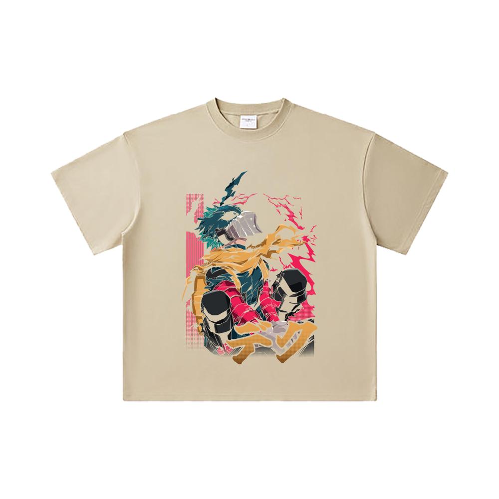 260 GSM Double Yarn 32 Count 100% Cotton My Hero Academia V16 Deku Print Unisex Heavy Cotton T Shirt